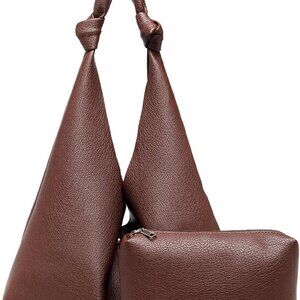 Vegan Leather Hobo Purses set, Slouchy Shoulder Bag Knotted Hobo Bags for Women